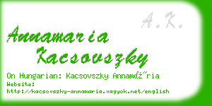 annamaria kacsovszky business card